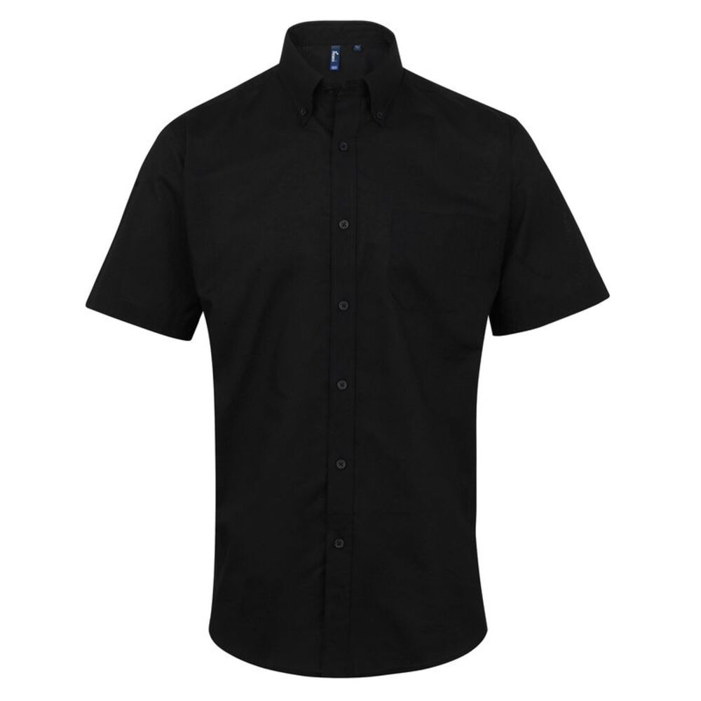 Premier Mens Signature Oxford Short Sleeve Work Shirt / Black